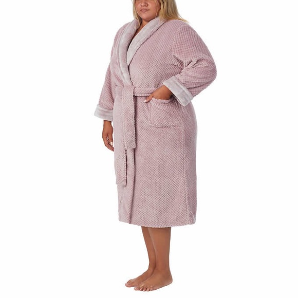 Carole Hochman Women’s Luxuriously Soft Plush Robe with Faux Fur Collar - Picture 8 of 10